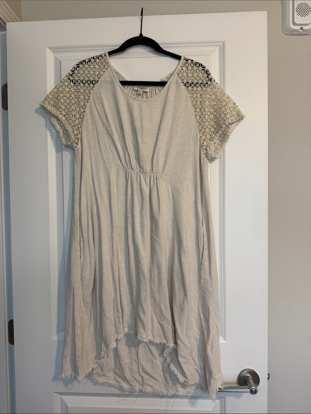 Umgee Cream Crochet-Sleeve Mini Dress